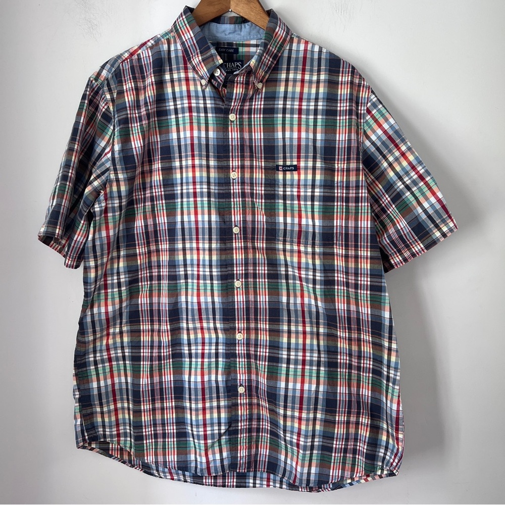 Chaps Button Down Short Sleeve Easy Care Casual Mens Size Large